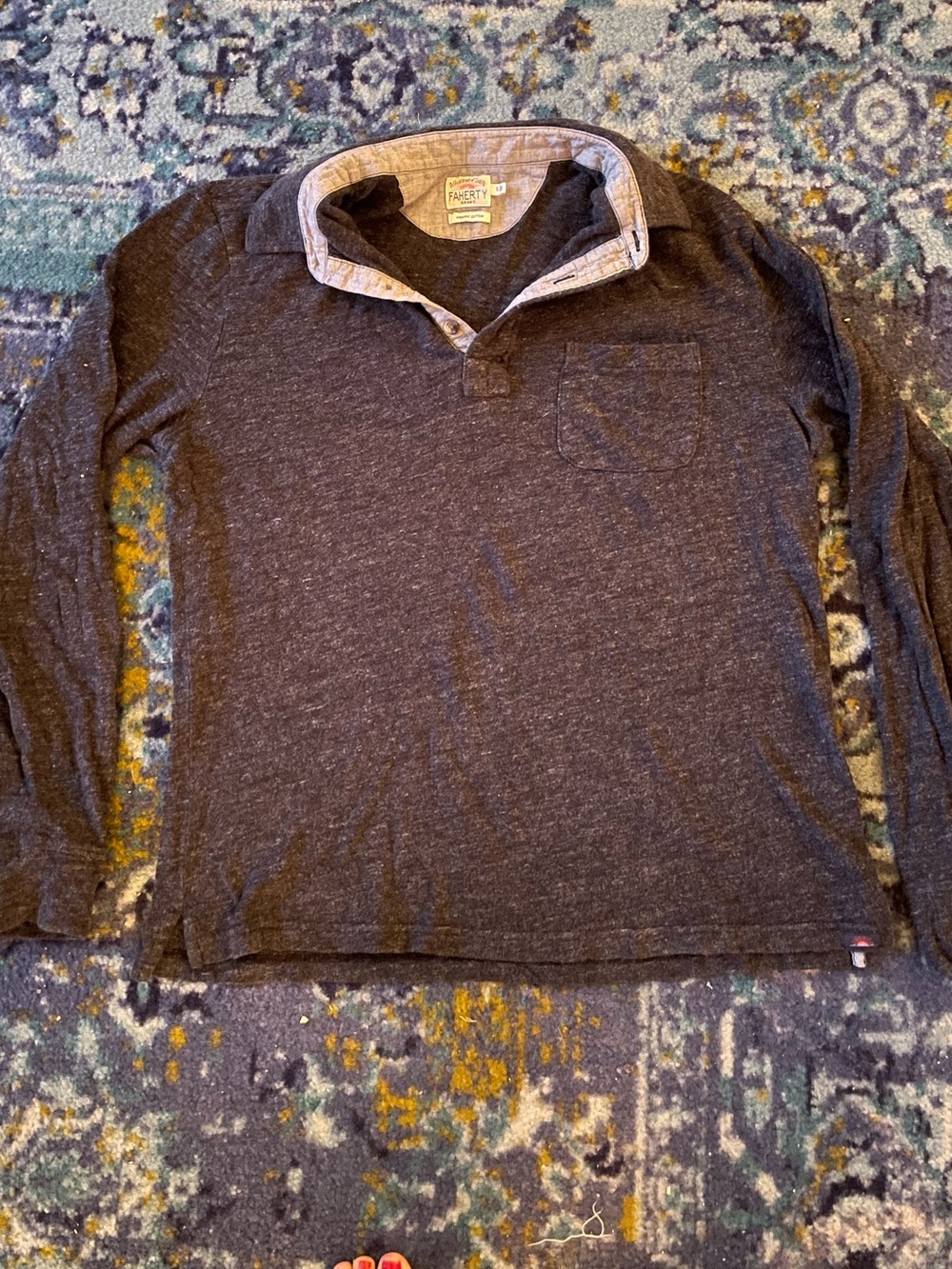 Faherty Long-sleeve Luxe collared henley shirt